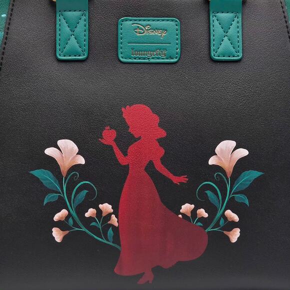 Loungefly Disney Snow White Floral Apple Green Black Crossbody Satchel Bag New - Picture 6 of 7